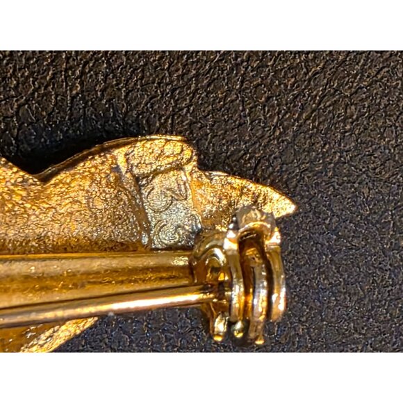 Gold-Tone Flamingo Brooch Pin With Textured Finish - Picture 3 of 5